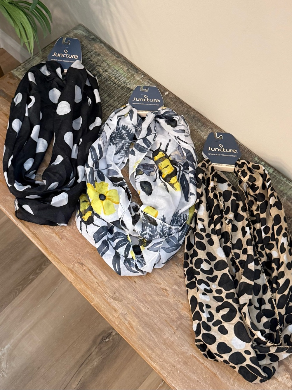 Set of three new lightweight Infinity assorted scarves